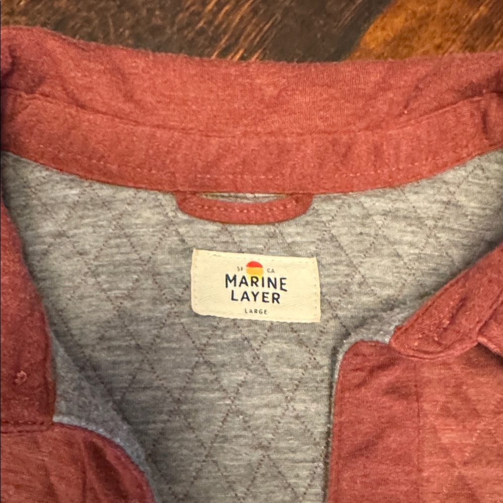 Marine Layer Men’s Corbet Quilted Overshirt in Red, size Large - Picture 3 of 5